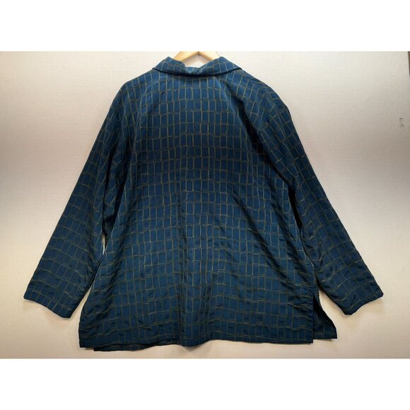 Vintage Maggie McNaughton Womens Button-Up Shirt Size 2X Blue Geometric Casual - Picture 9 of 12